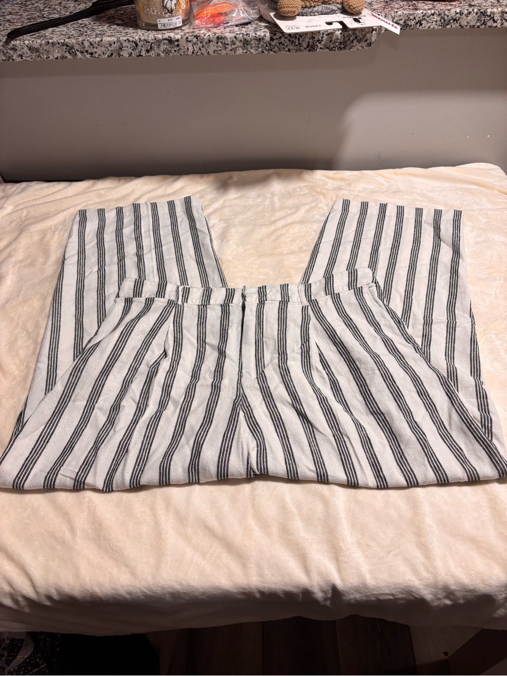 A New Day Striped Linen Blend Wide Leg Pants Size 16